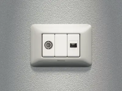 Bticino Matix Wall Socket TV and LAN Low-poly 3D model