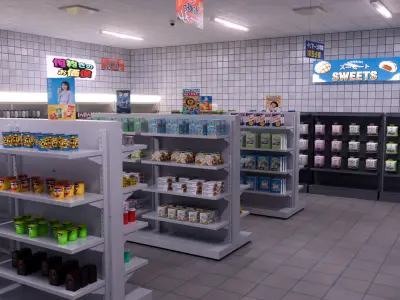 Japanese Mini Market Scene 3D model