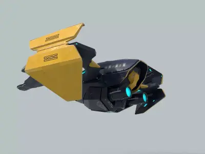 Futuristic Spaceship 3D  Low-poly 3D model