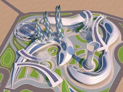 0015 - Futuristic City - 2021 - 03 - 2Ds Plans - 3Ds Files 3D model