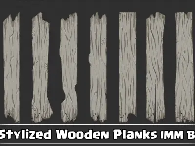 85 Stylized Wooden Planks IMM Brush VOL01 3D model