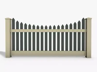 Wooden Fence Low-poly 3D model 5