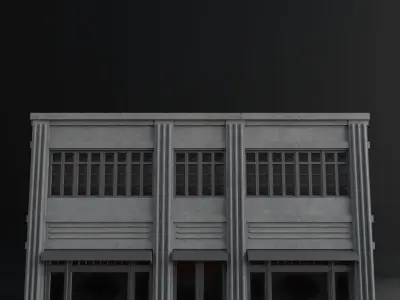 OLD RETRO CLASSICAL BUILDING 7 Low-poly 3D model