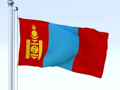 Animated Mongolia Flag Low-poly 3D model