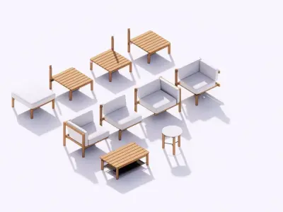 Neighbour Haven modular teak outdoor furniture 3d sketchup model 3D model