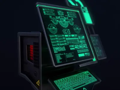 Sci-Fi Console-Computer 6 Low-poly 3D model