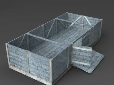 Wooden Buildings Low-poly 3D model