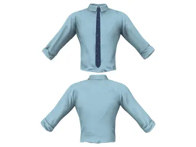 Men Office Outfit Shirt Tie Trousers Shoes Low-poly 3D model
