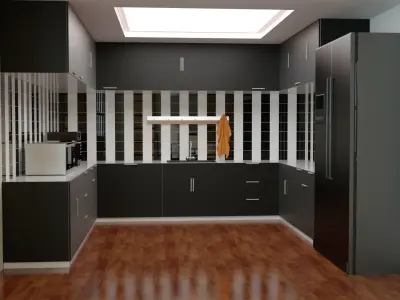 Apartment living room with stairs and dining table 3D model