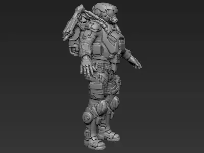 Sci-Fi Military Armour Basemesh 004 3D model