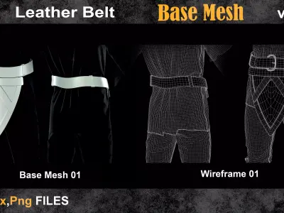 05 Leather Belt Base Mesh vol 25 Low-poly 3D model