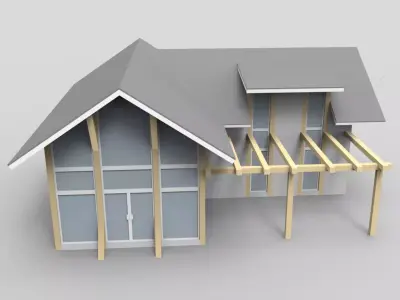 House with wooden structure 3D model