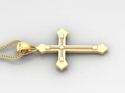 High Cross Pendant Light Gold 18K 4CP076 3D print model