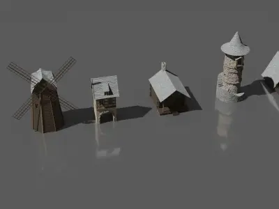 Medieval Village Bundle 01 Low-poly 3D model