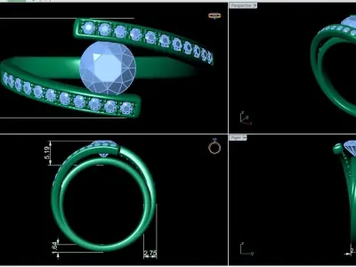 Engagement ring 3D print model 54