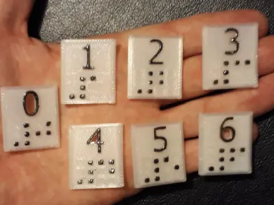 Braille elevator numbering buttons 3D print model