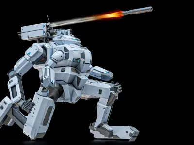  Rigged Sci-Fi Combat Mech Exoskeleton Suit - Winter Skin PBR 