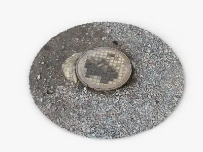 Photorealistic 3D scan of manhole Hatch cover Sewer Manhole Low-poly 3D model shop