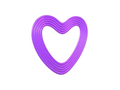 Line Heart Icon v1 009 Low-poly 3D model