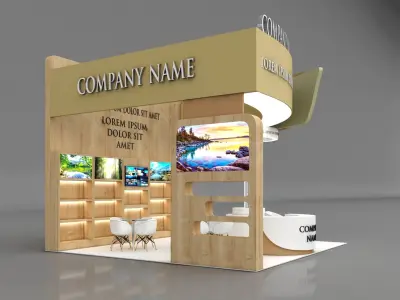 Booth Exhibition Stand Stall 6x6m Height 500 cm 3 Side Open 3D model get
