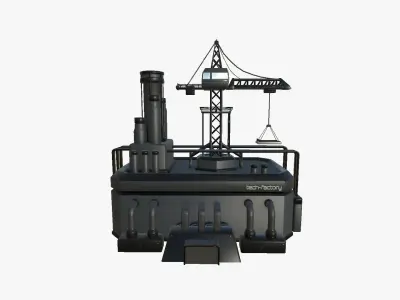 SciFi Factory A07 Black - Sci Fi Exterior Design Low-poly 3D model