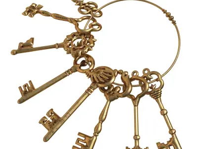 Vintage key ring 04 3D model