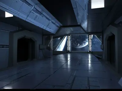scifi sci fi blender interior corridor hallway futuristic pbr  3D model