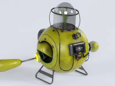 Planting Robot Sci-Fi Fantasy Character Low-poly 3D model