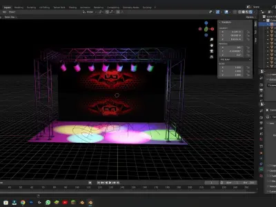 concert stage with lights 3D model