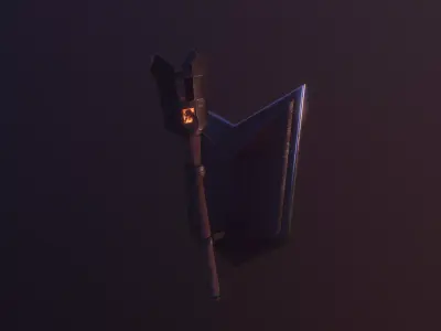 Stylized Medieval Torch Low-poly 3D model