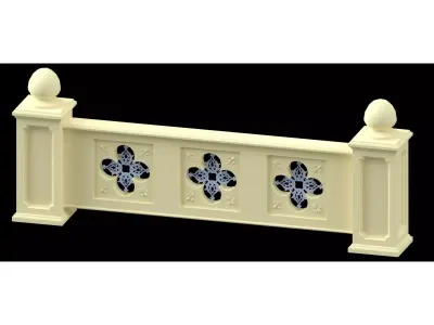 Stone Marble Fence Handrailing 3D model