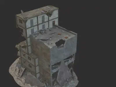 destroyed building Low-poly 3D model