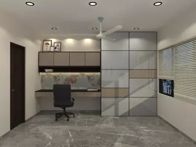 Bedroom modern home office design Free 3D model