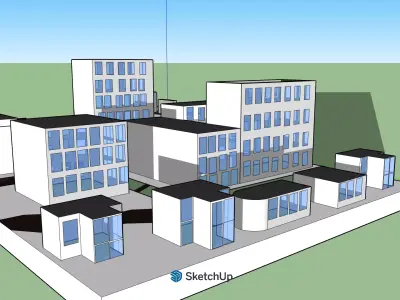 Modern City Block-Low Poly Building Pack  SketchUp 3D Model 3D model