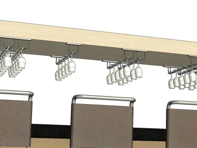 Wine Glass Bar Hanger Rails 3D model