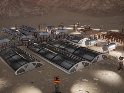 LowPoly Modular Space Station 3D model