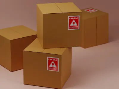 Cardboard box Fragile 3D model Rigged 3D model