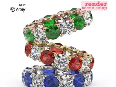 3D Jewelry HQ Rendering Scene Setups For 3ds Max With V-Ray 3D model
