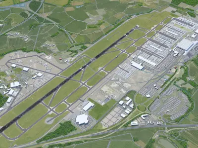 London Stansted Airport 12km Low-poly 3D model
