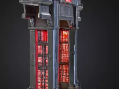 Cyberpunk Megastructure Bridge Low-poly 3D model