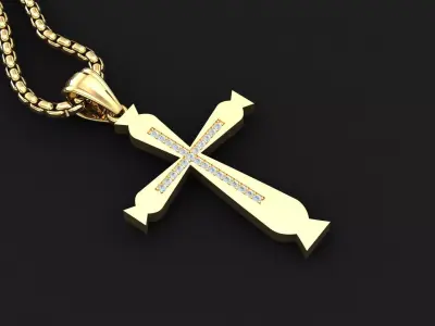 High Cross Pendant Light Gold 18K 3CP034 3D print model