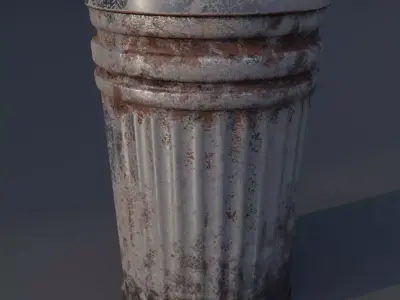 Garbage can Low-poly 3D model