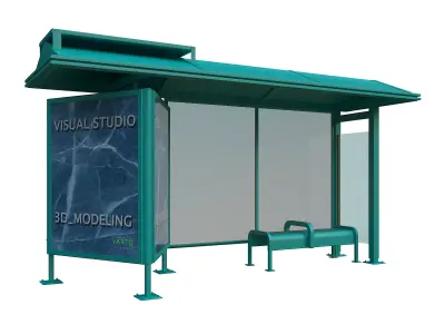 Bus Stop USA Low-poly 3D model Low-poly 3D model