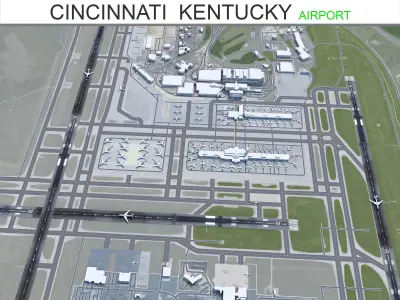 Cincinnati  Northern Kentucky Airport 10km Low-poly 3D model