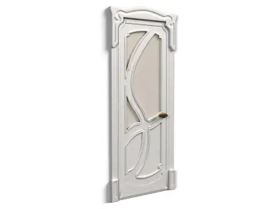 Door0017 wooden door with ornate design 3D model