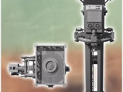 Large futuristic crane with toothed bucket and gears 4 - Future  3D print model