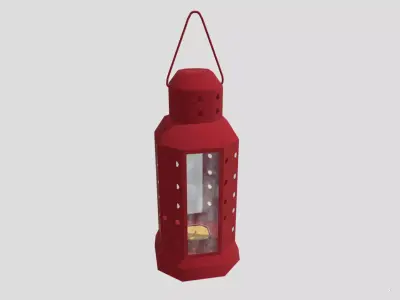 Lantern red design Low-poly 3D model