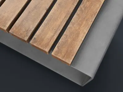 Modern Outdoor Bench 4 PBR Game Ready Low-poly 3D model