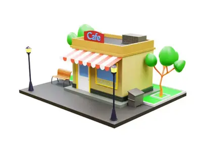 cartoon cafe 3D model