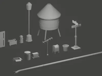 Street props Free low-poly 3D model purchase